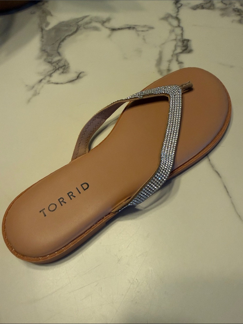 torrid Tan Rhinestone Thong Sandal